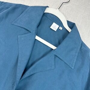 Jones New York Blouse Women 2X Dark Fog Blue Single Button Cuffed Sleeve New